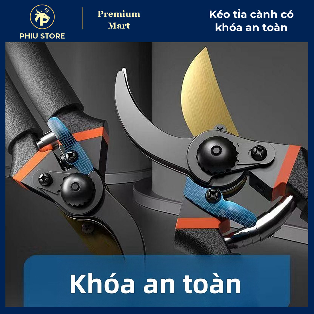 Kéo Cắt Tỉa Cành Kèm Găng Tay Và Cưa Gỗ Nhỏ, Có Khóa An Toàn, Lưỡi Thép SK5 - Chọn Kéo Lẻ Hoặc Bộ - PHIU STORE_thumbnail_2
