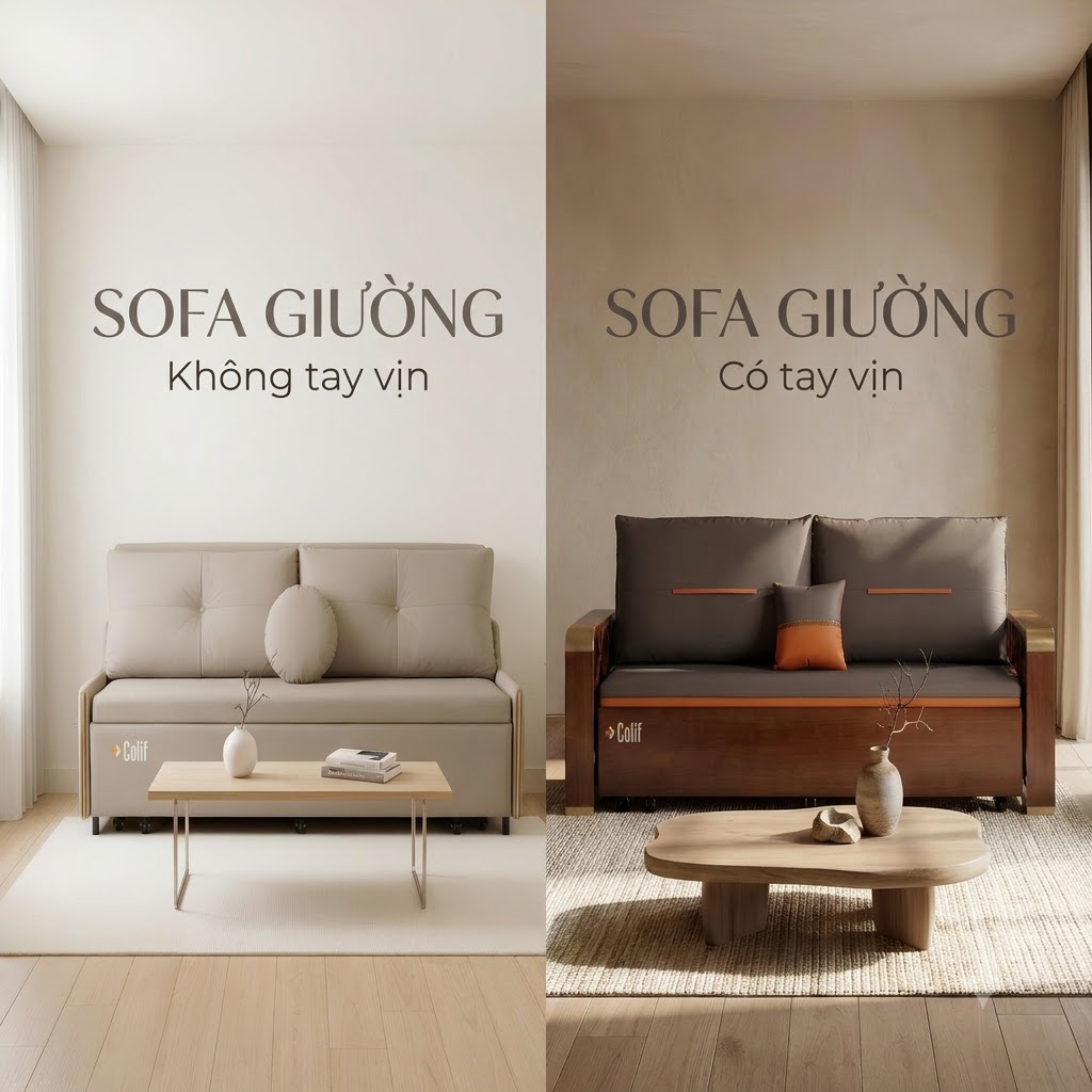 Sofa giường có tay vịn hay không có tay vịn tiện hơn?
