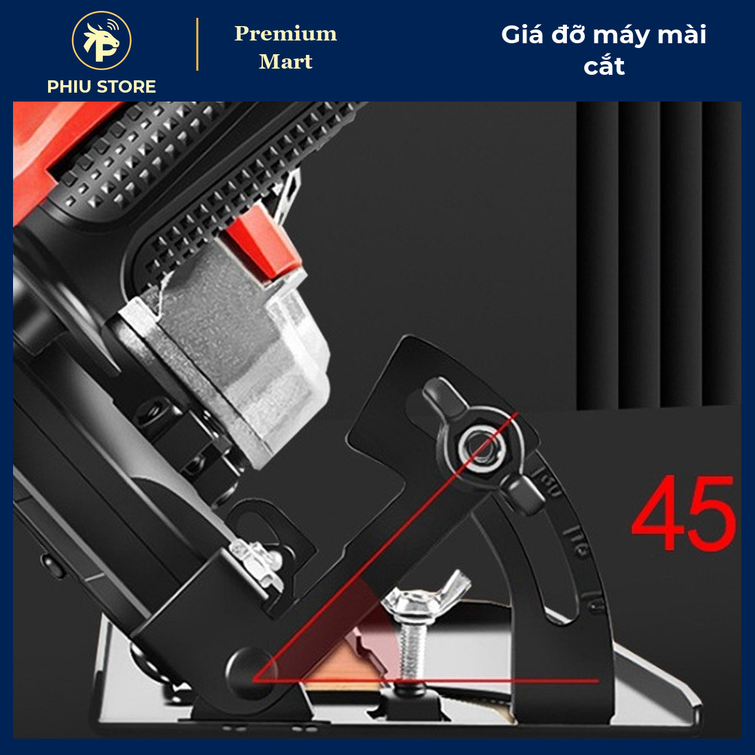 Giá Đỡ Máy Mài Góc Thành Máy Cắt Bàn Có Ống Hút Bụi, Chỉnh Sâu 0–40 Mm, Góc 0–45° - Cắt Gỗ, Gạch, Nhôm - PHIU STORE_thumbnail_5