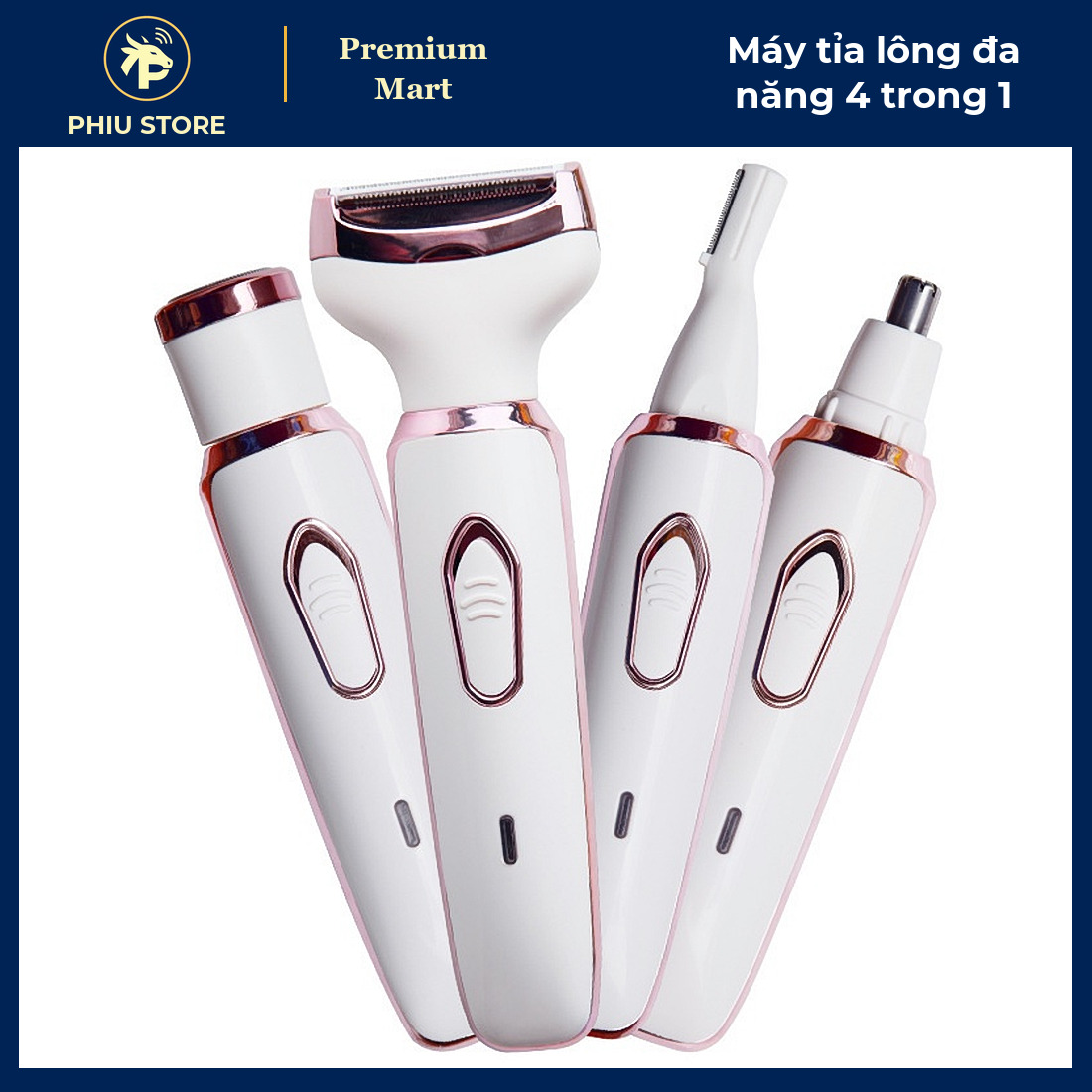 Máy Cạo Lông, Tỉa Lông Mày, Lông Mũi, Cạo Lông Mặt Đa Năng 4 Đầu Sạc USB Cho Nữ - PHIU STORE