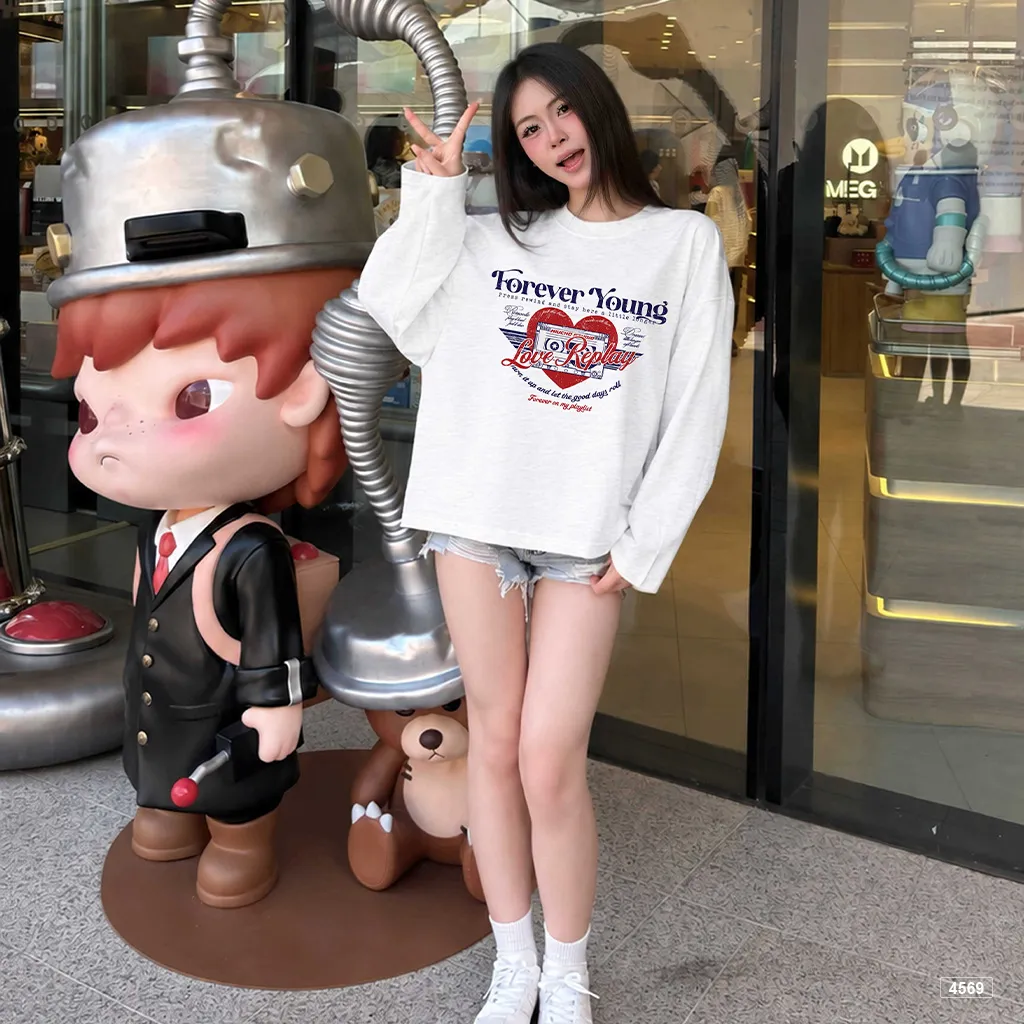 Áo thun boxy cotton xước Miucho phong cách thể thao Mỹ 4569_thumbnail_5