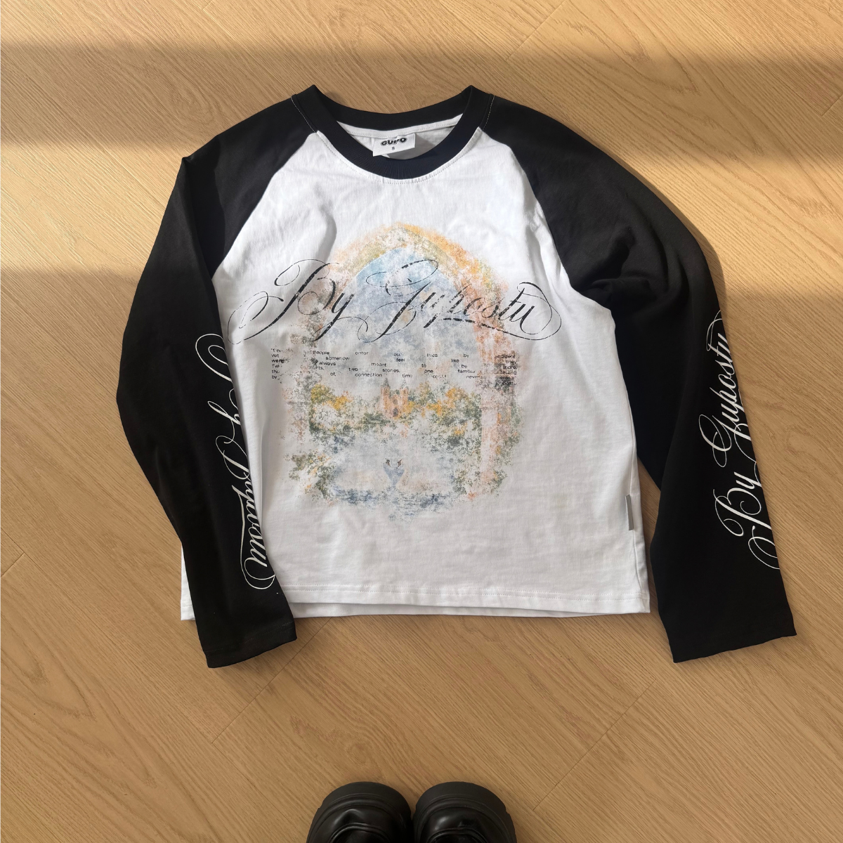 Áo Thun Tay Dài GUPO The Swan Raglan Form Boxy Unisex Cotton Graphic In Lụa Local Brand - ATD05_thumbnail_6