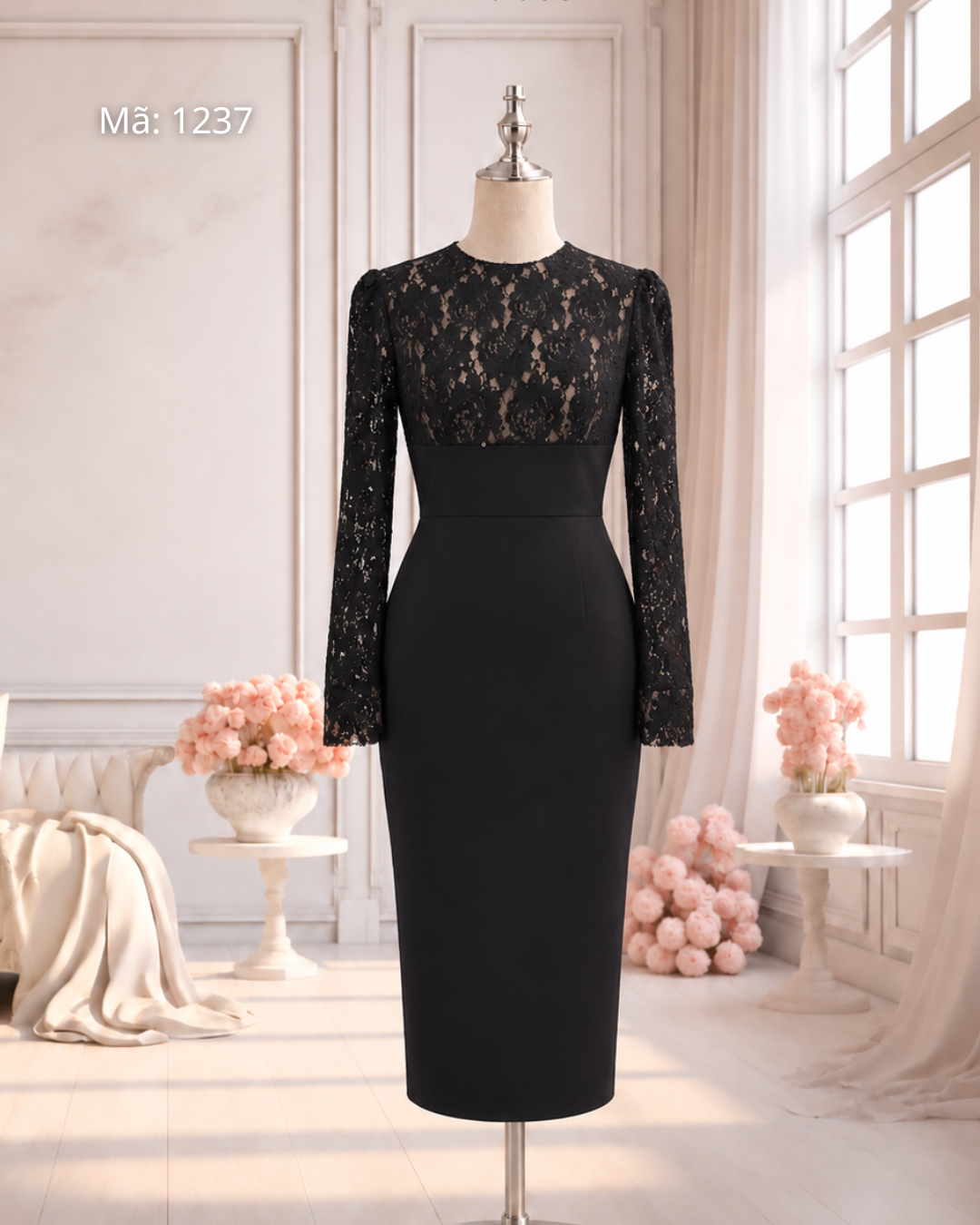 Đầm Bút Chì Ren Hoa Bling