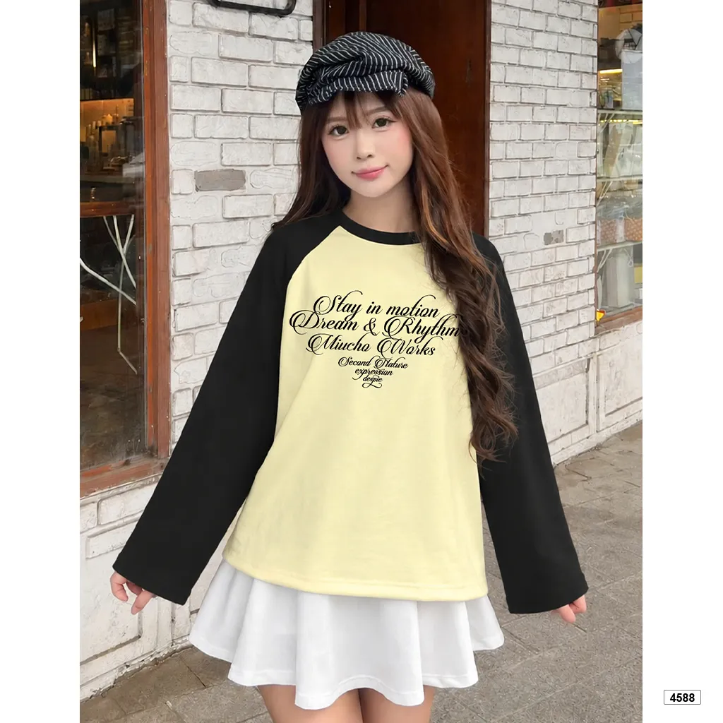 Áo thun nữ tay dài boxy Miucho phong cách Hàn Quốc 4588_thumbnail_5