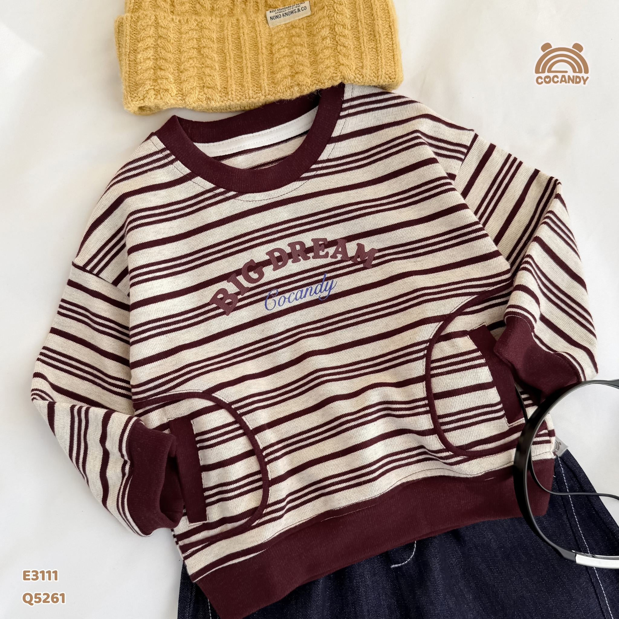 Áo dài kẻ ĐỎ sweater túi ốp sườn_thumbnail_4