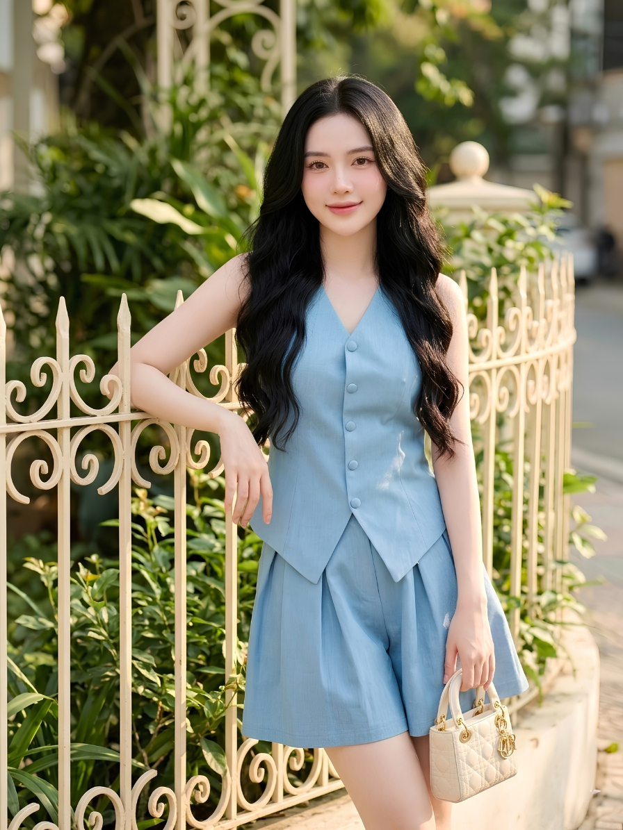 M44 - Set Bộ Áo Gile & Quần Short Xếp Ly_thumbnail_2