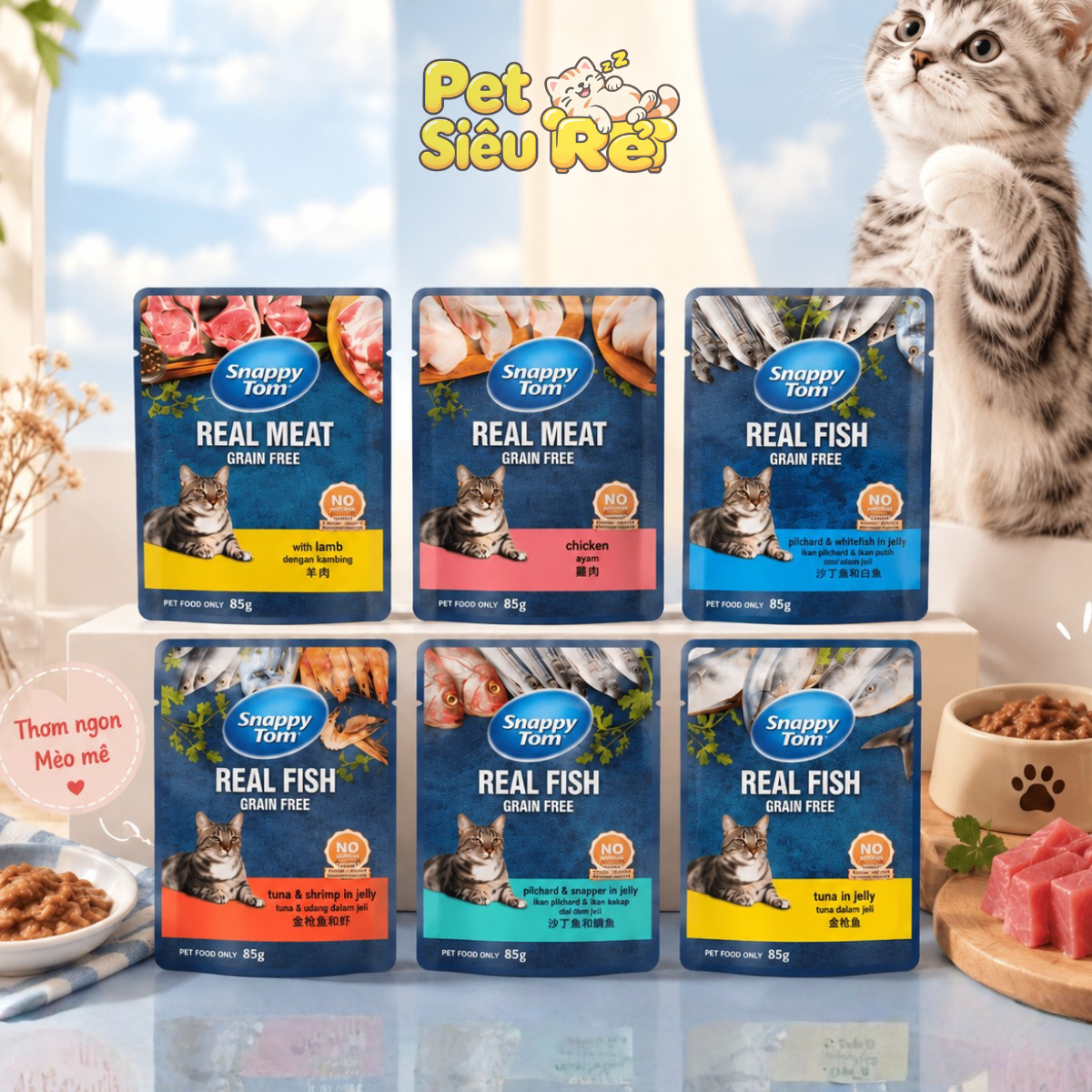 Pate Snappy Tom Gói Cho Mèo 85G