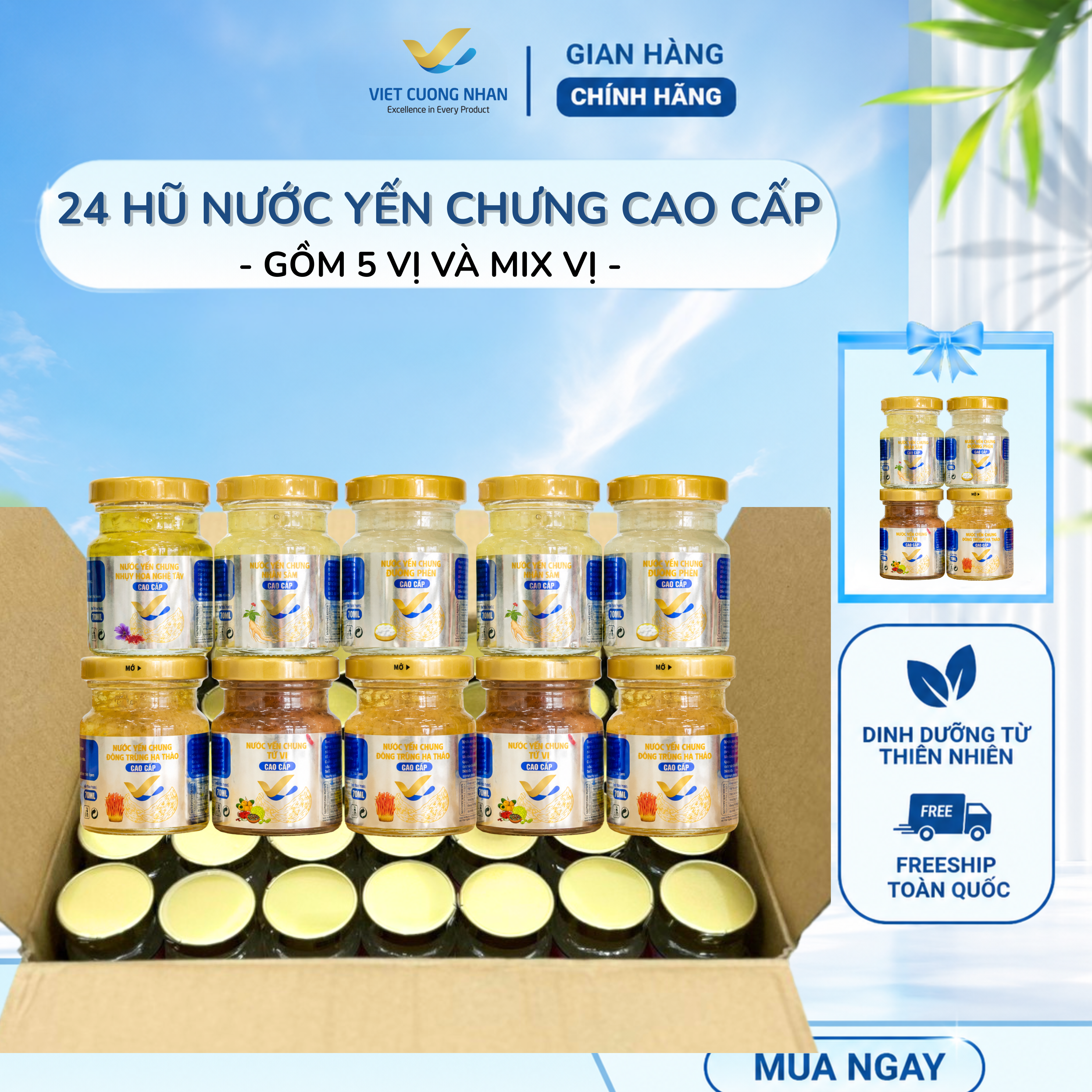 [A11] 20 HŨ 70ML -NƯỚC YẾN CHƯNG 0.8g tổ yến khô-MIX VỊ
