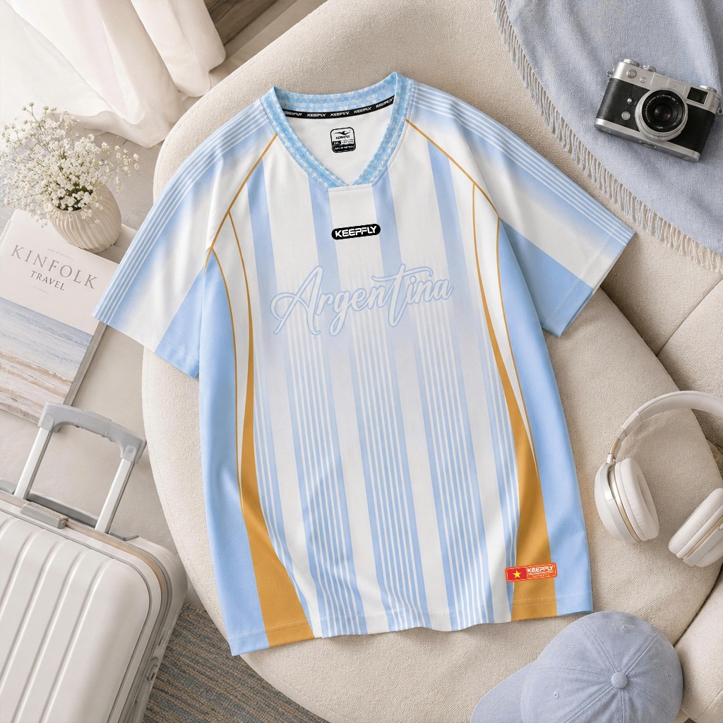 Áo Bóng Đá Keepfly Vintage Jersey Đội Tuyển Vải Mè Sọc Thoáng Khí Thể Thao Đương Đại_thumbnail_1