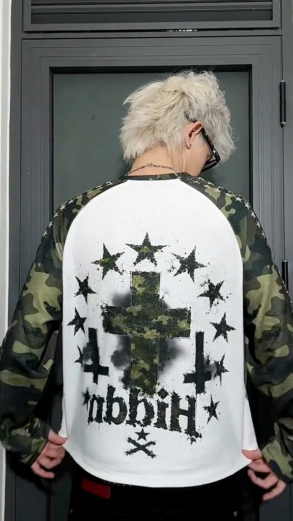 Áo Thun Tay Dài Form Boxy HIDDN Camo Cross Star Raglan_thumbnail_12