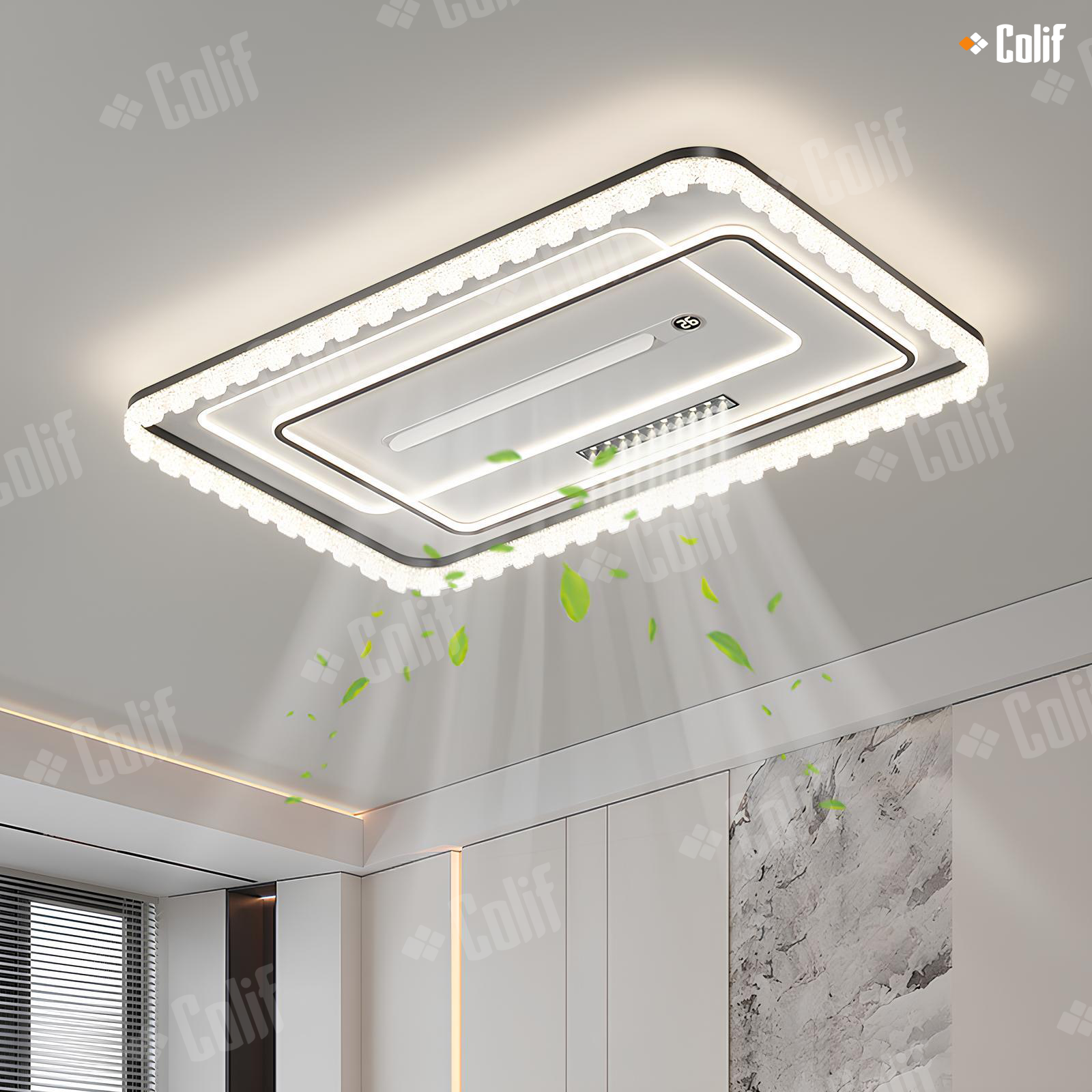 Đèn quạt trần không cánh pha lê Colif Rylai Neo