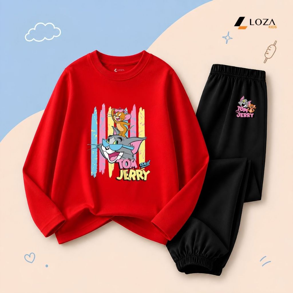 Set bộ Thu - Đông bé trai, bé gái hình Tom & Jerry - Loza Kids BW765