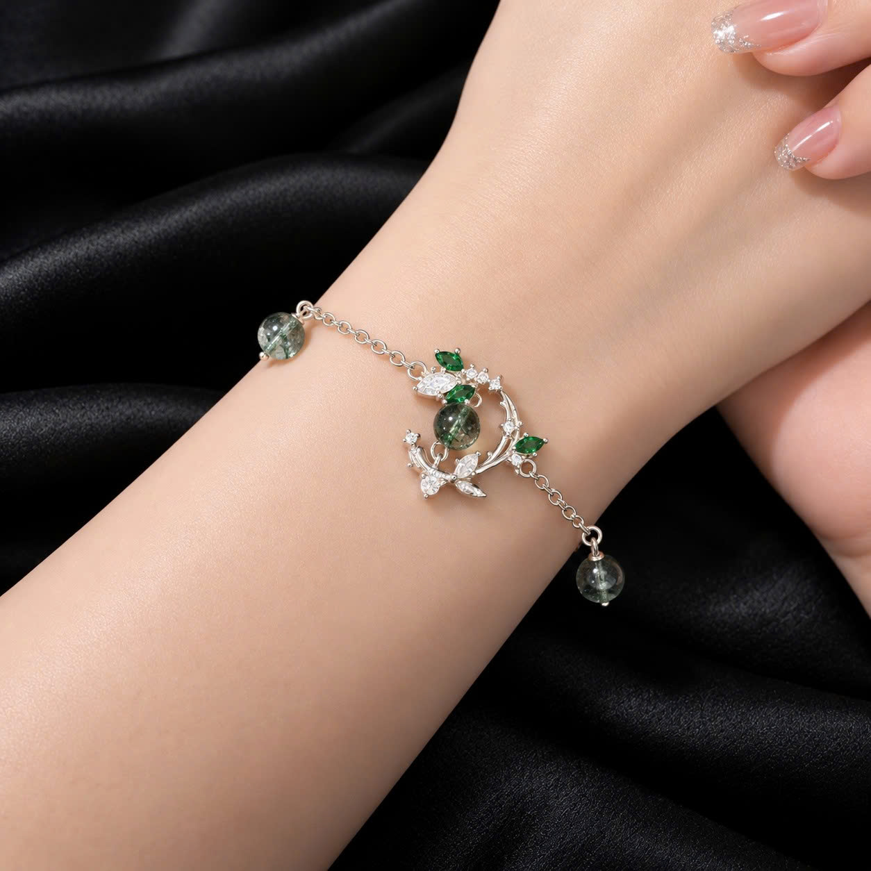vòng tay phong thuỷ bạc xi kim mặt trăng cây lá._thumbnail_3