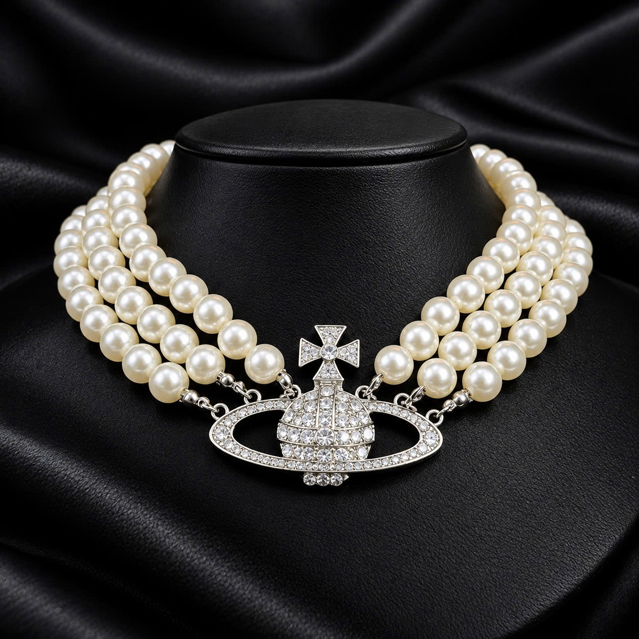 Vòng cổ hạt ngọc charm vương miện