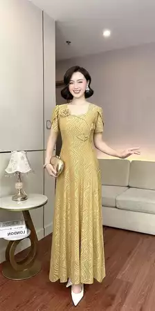 Đầm dáng dài tông vàng B828_thumbnail_4