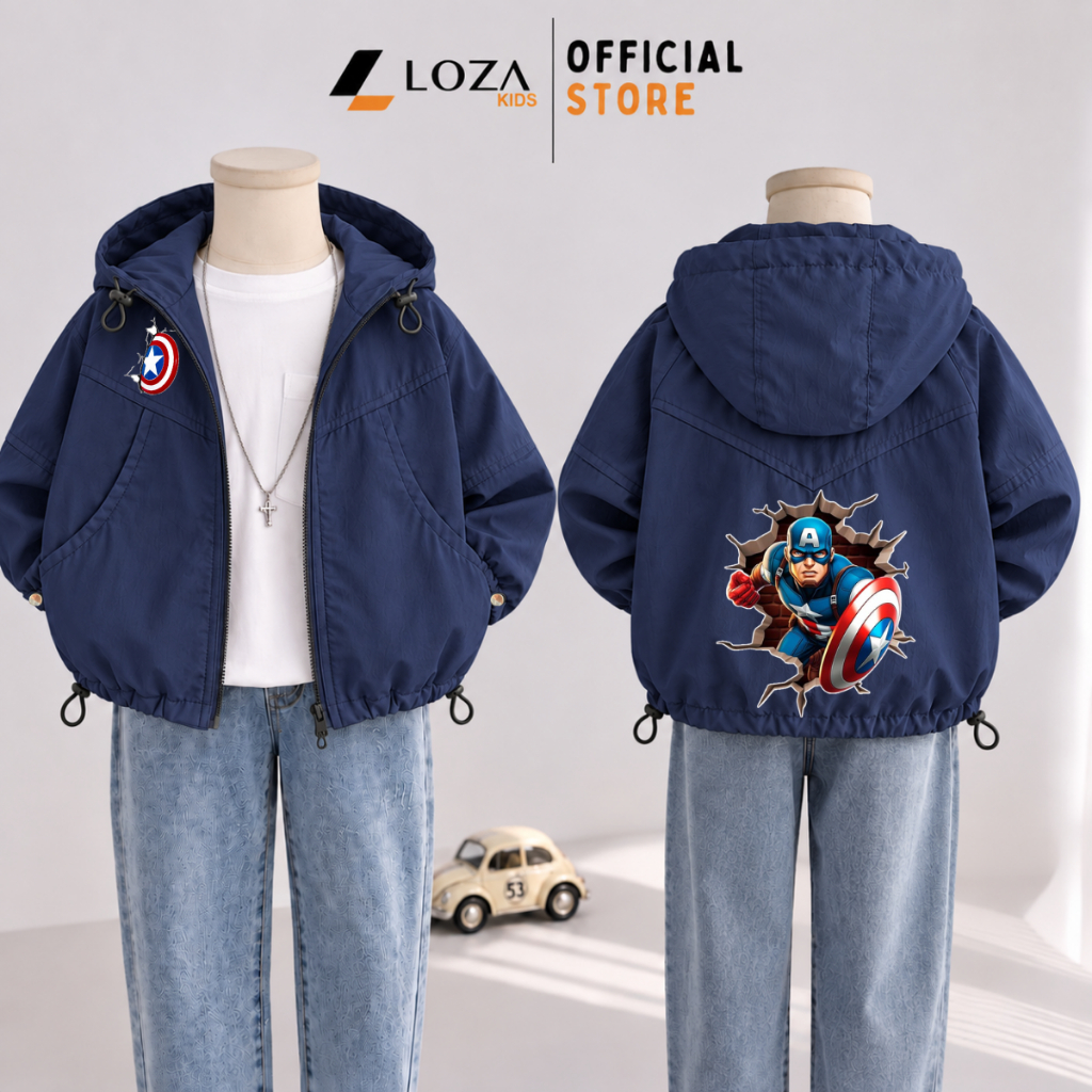 Áo gió bé trai hình Marvel, Spiderman- Loza Kids TA45-J001