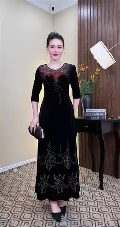 Đầm dáng dài họa tiết hoa A814_thumbnail_5