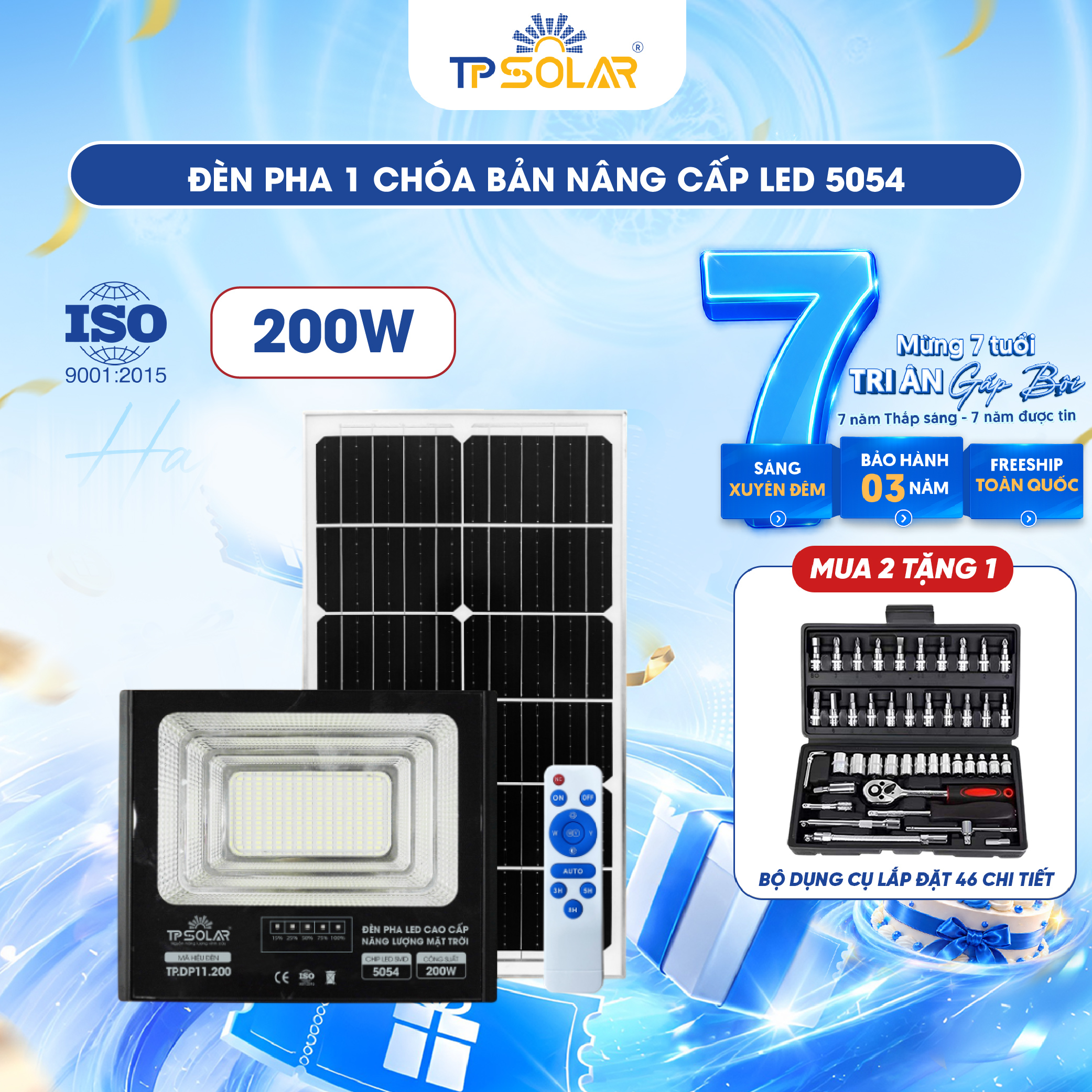 Đèn pha LED 1 chóa cao cấp năng lượng mặt trời TP SOLAR DP11