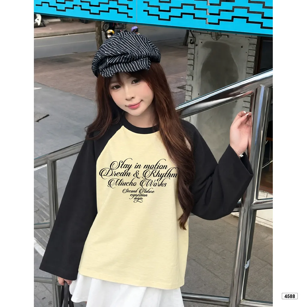 Áo thun nữ tay dài boxy Miucho phong cách Hàn Quốc 4588_thumbnail_4