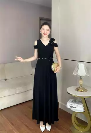 Đầm cổ V phối tay A820_thumbnail_4