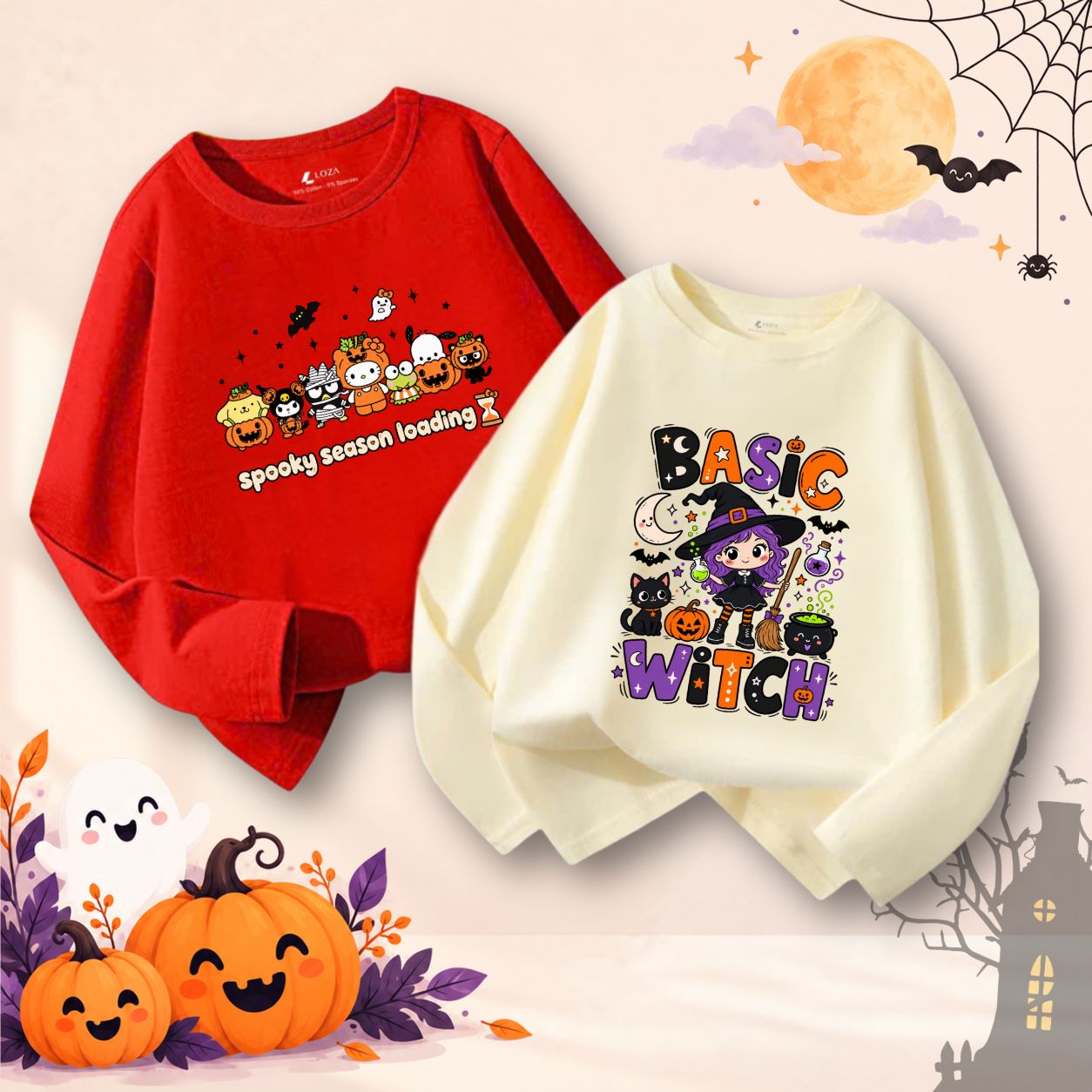 Áo thun dài tay bé gái nhiều hình in Halloween - Loza Kids KT017_thumbnail_3