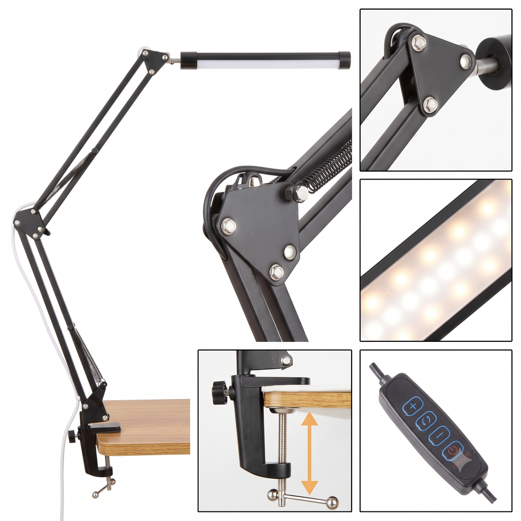 Đèn Kẹp Bàn Đọc Sách Cao Cấp Longtoo T09 –  Khung Hợp Kim Nhôm, Tiết Kiệm Điện_thumbnail_3