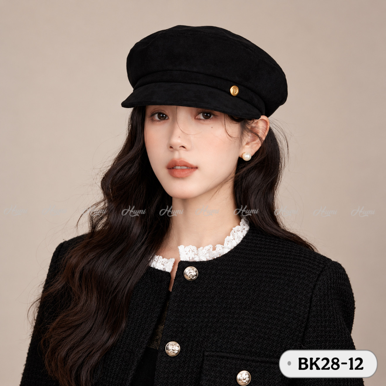 MŨ BAKER DA LỘN CHO NỮ (BK28-12 ĐEN)