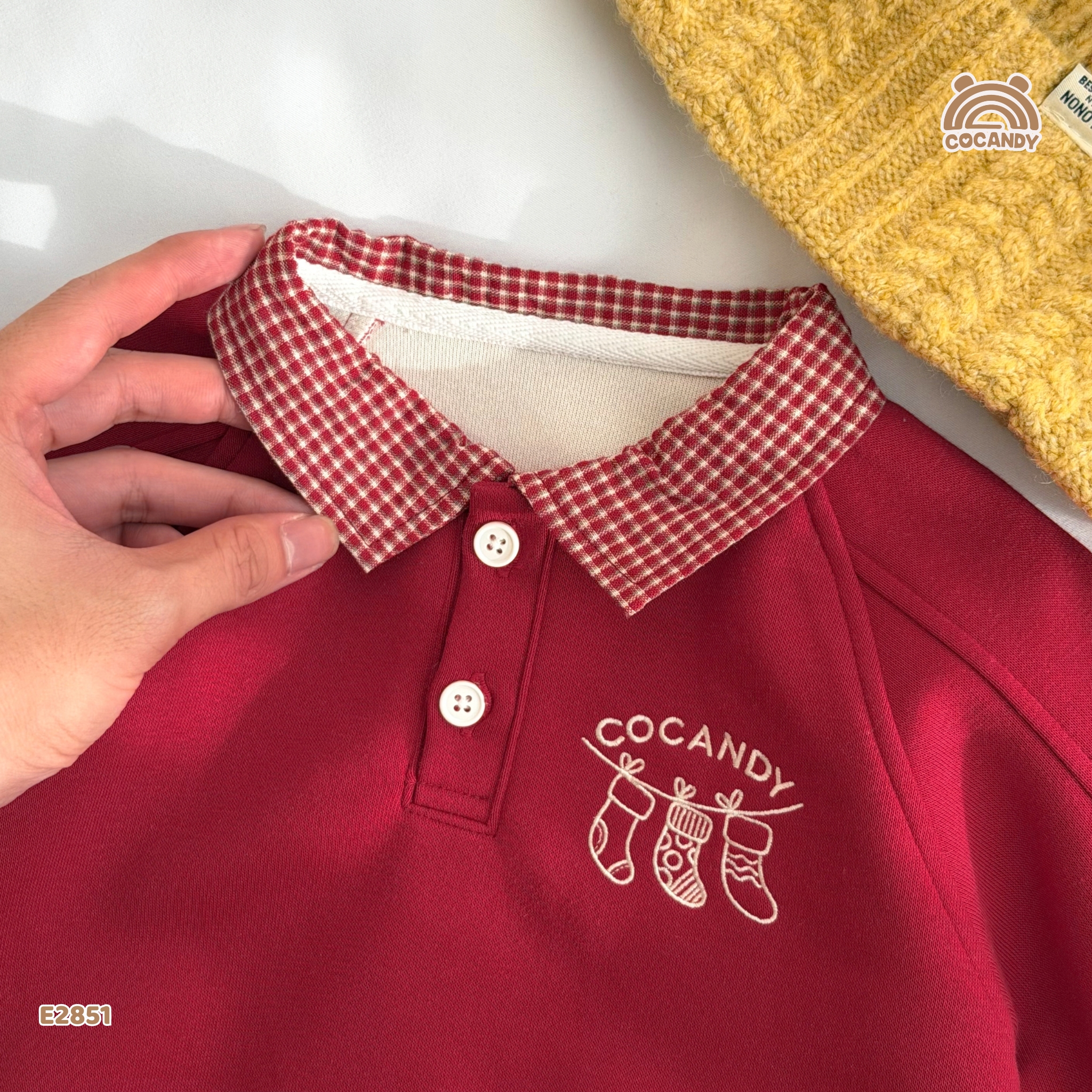 Áo dài nỉ ĐỎ phối caro họa tiết_thumbnail_4
