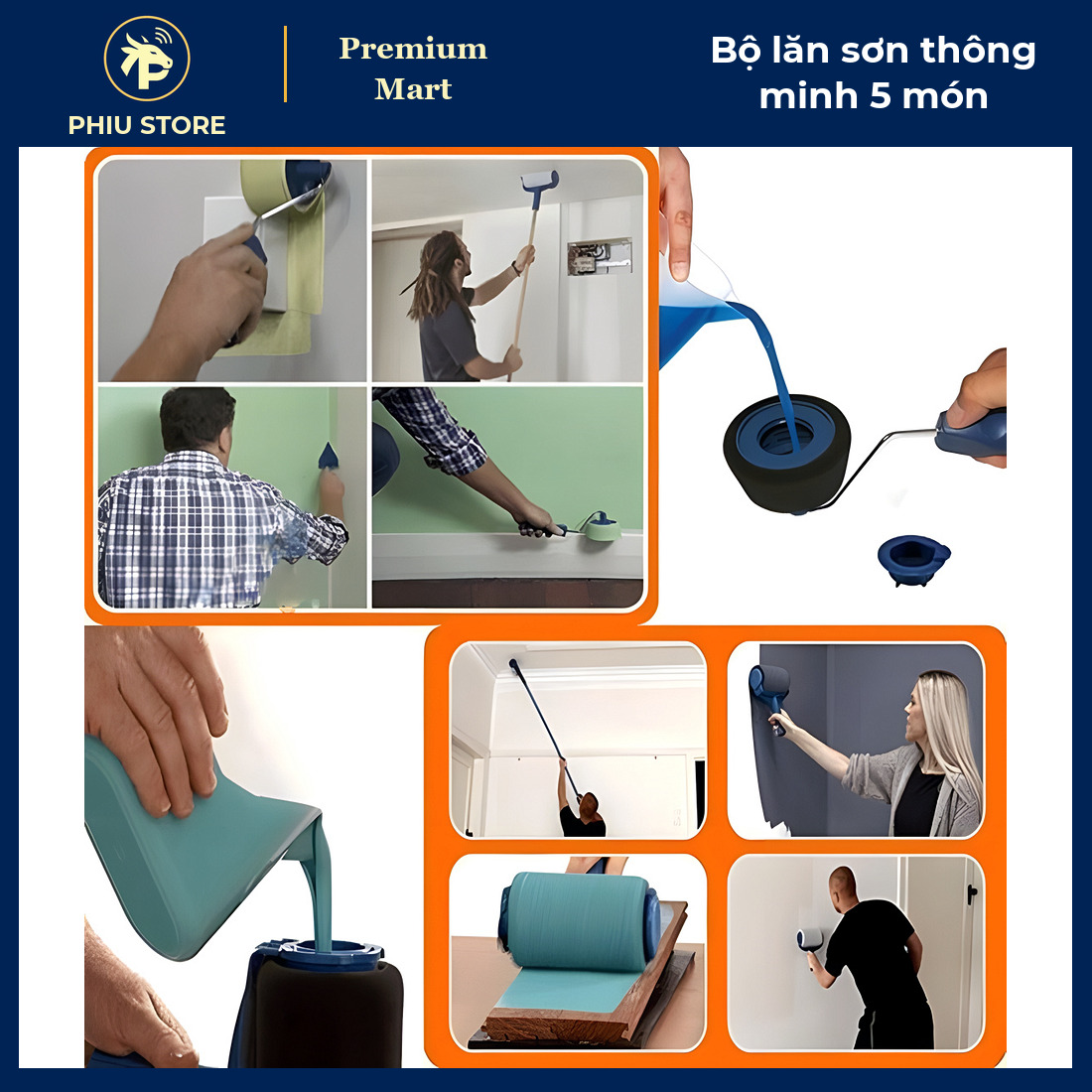 Bộ Con Lăn Sơn Tường Thông Minh 5 Món, Cán Nối Dài Inox 66 cm - Đổ Sơn Vào Lăn, Không Cần Nhúng Sơn - PHIU STORE_thumbnail_4