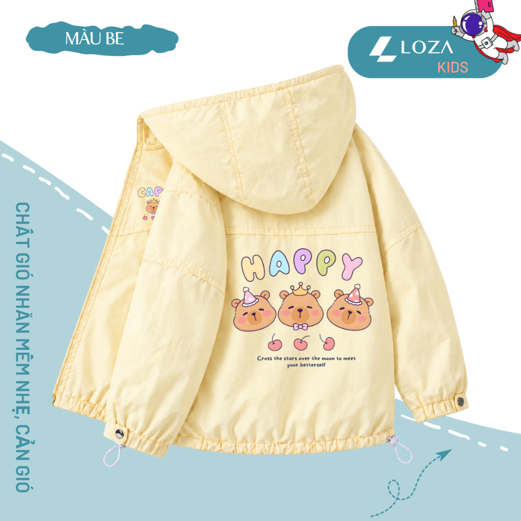 Áo gió bé trai, bé gái in hình Cappy Bara - Loza Kids  AJ004_thumbnail_0
