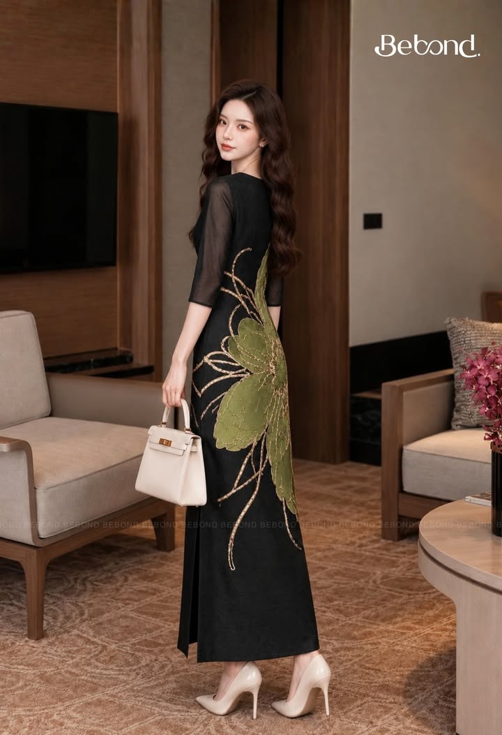 Váy voan in hoa bản to LYSARA màu XANH_thumbnail_2