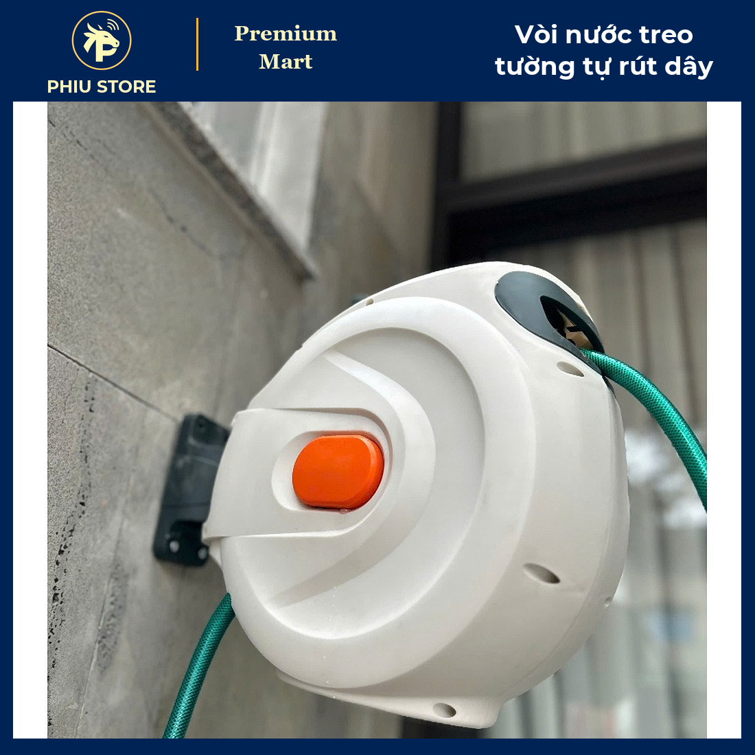 Bộ Vòi Nước Treo Tường Tự Động Rút Dây Ống To 16 mm, Bản 10 m Và 20 m - Tưới Cây, Rửa Xe, Xịt Sân - PHIU STORE_thumbnail_1