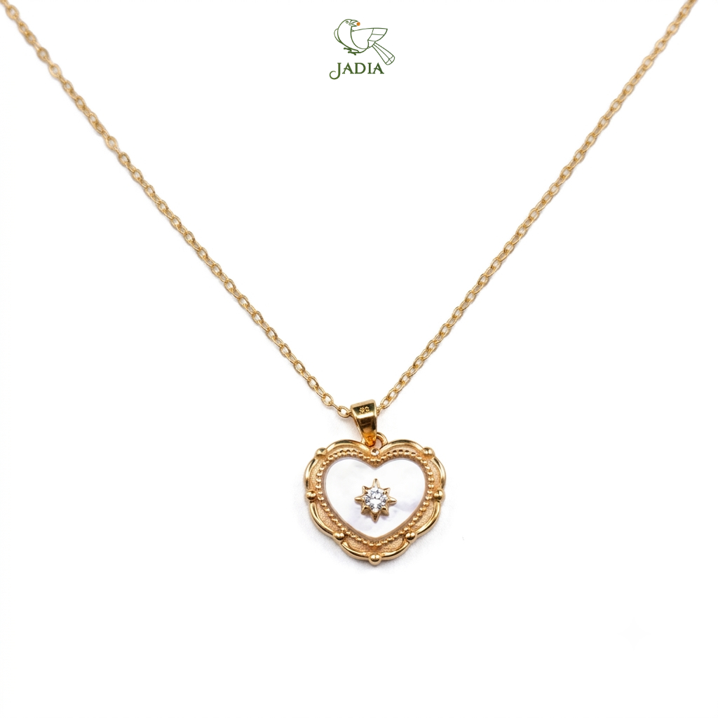  Dây chuyền Celestial Heart - Bạc 925 mạ vàng 18K, khảm xà cừ đính đá Zircon