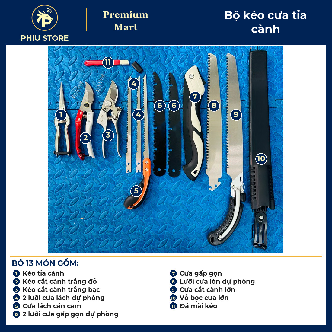 Bộ Dụng Cụ Tỉa Cành Làm Vườn Thép SK5 4–13 Món - Kéo Cắt Cành, Kéo Tỉa, Cưa Lách, Cưa Gấp Gọn, Đá Mài - PHIU STORE_thumbnail_9