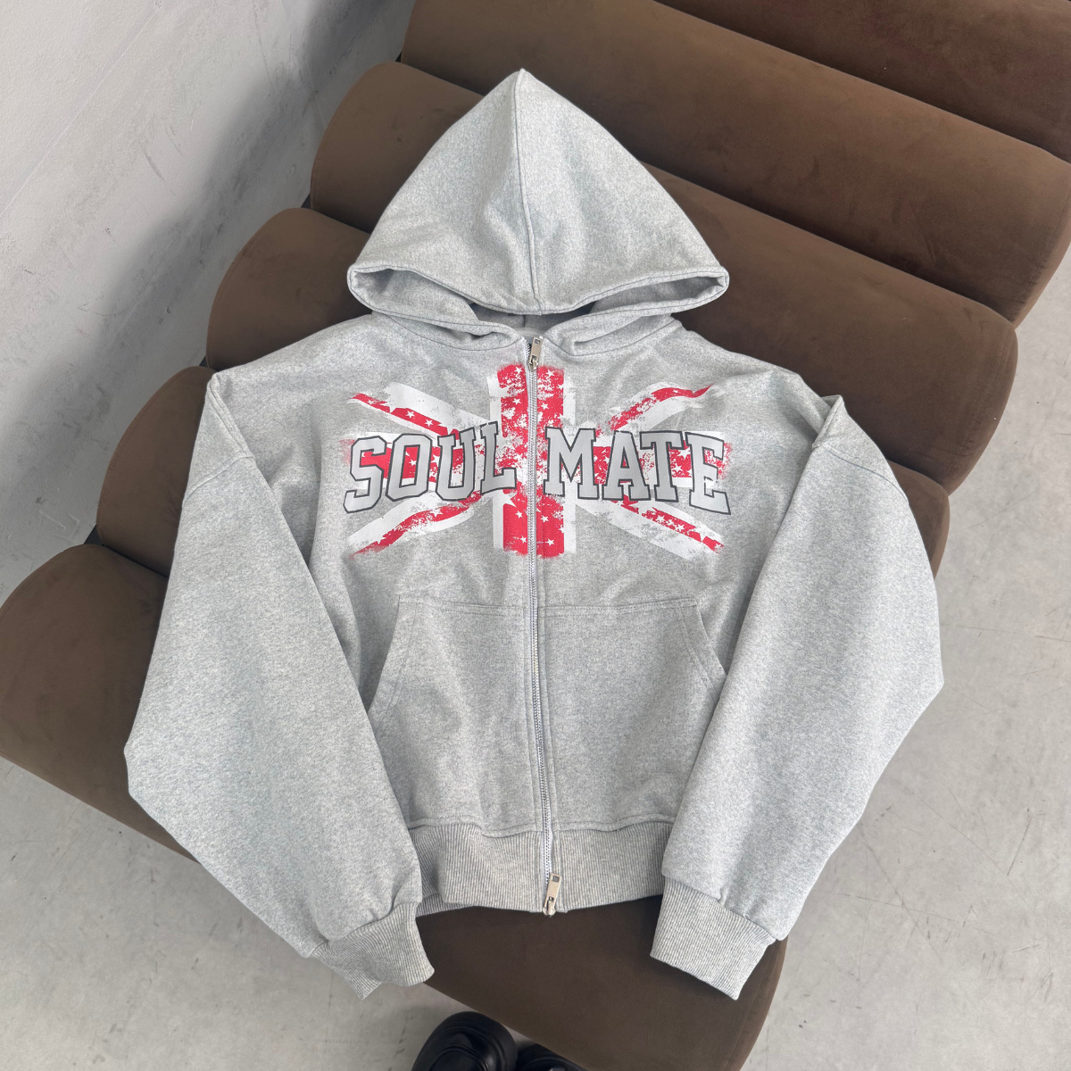 Áo Khoác Hoodie Zip GUPO Red Flag Form Boxy Unisex Chất Vải Nỉ Chân Cua - AKN02