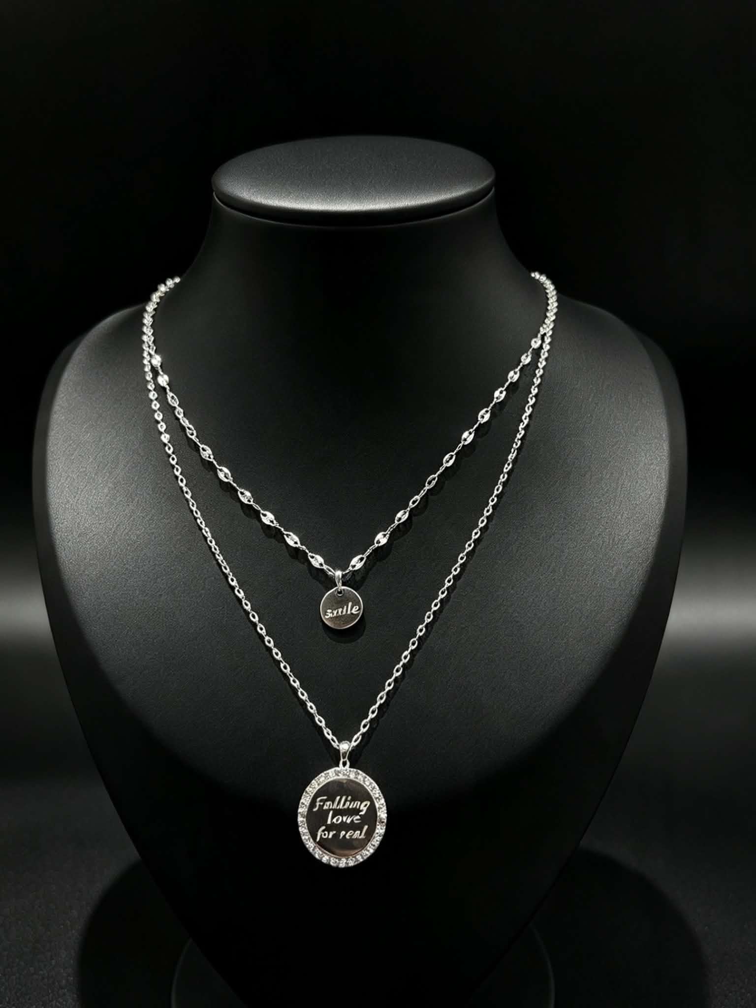 DOUBLE DROP NECKLACE SILVER