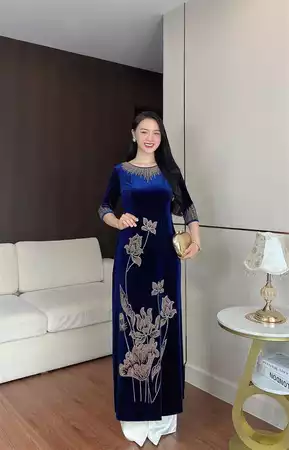 Áo dài họa tiết hoa M786_thumbnail_2