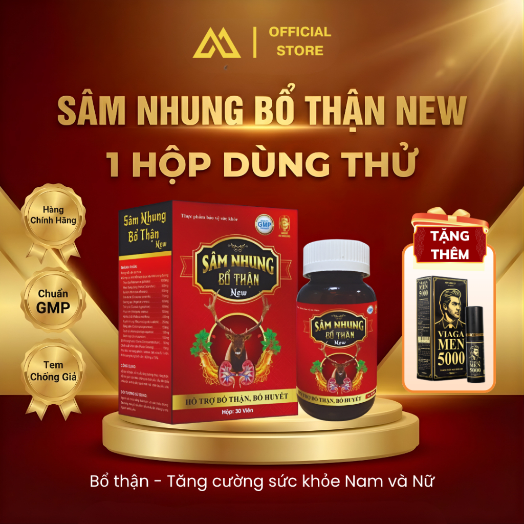 Thực phẩm bảo vệ sức khỏe : Sâm nhung bổ thận new ( Hộp mềm 1 lọ x 30 viên )