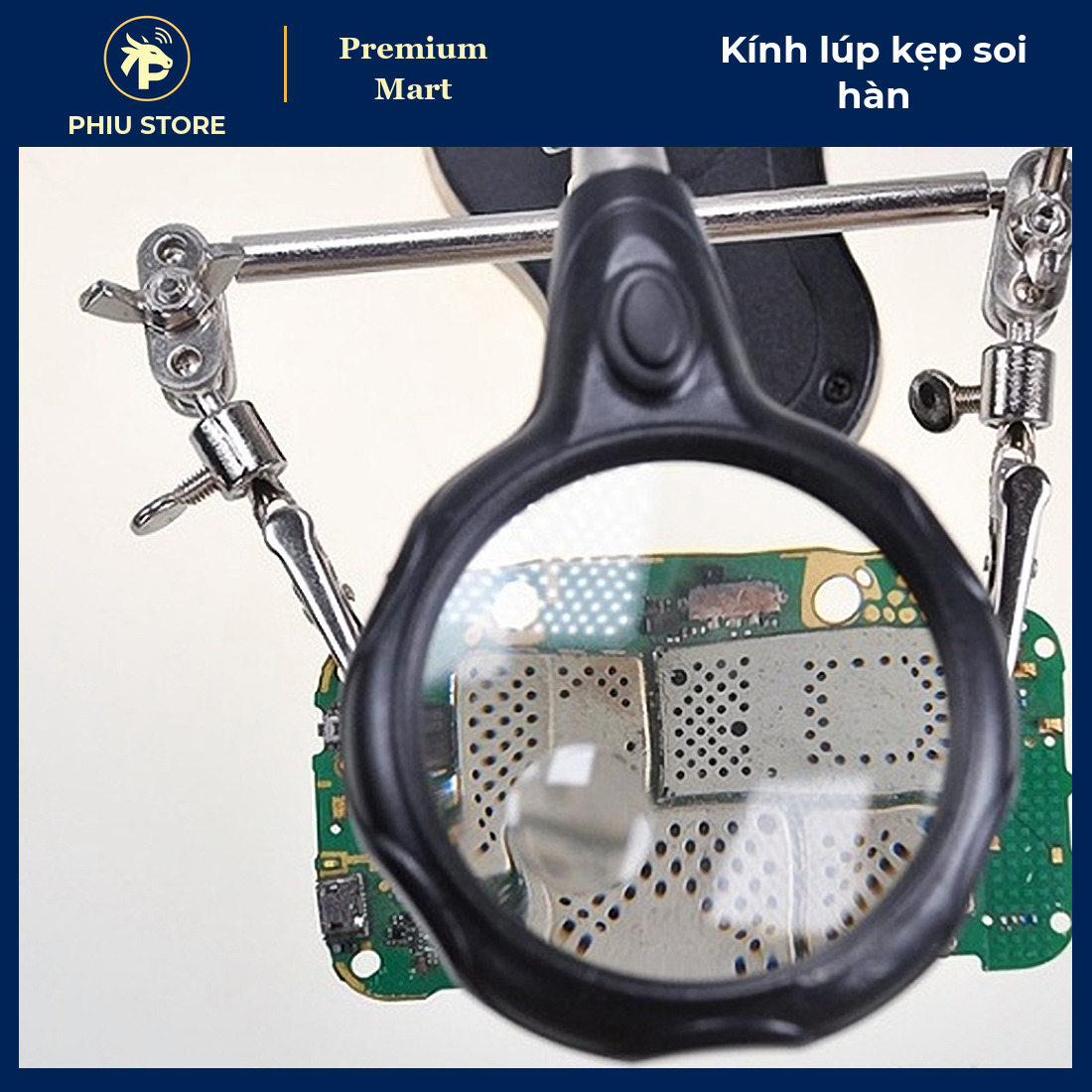 Kính Lúp Để Bàn Có 2 Đèn LED, 2 Kẹp Phụ Trợ Và Giá Gác Mỏ Hàn - Soi Mạch Điện Tử, Kẹp Board Hàn Linh Kiện - PHIU STORE_thumbnail_8