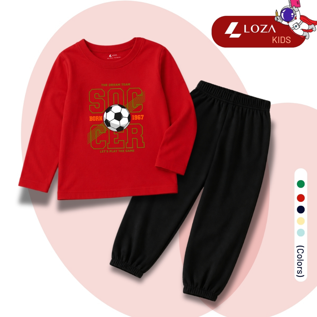 Set bộ Thu - Đông chất liệu cotton bé trai hình quả bóng Soccer - Loza Kids BW742_thumbnail_5