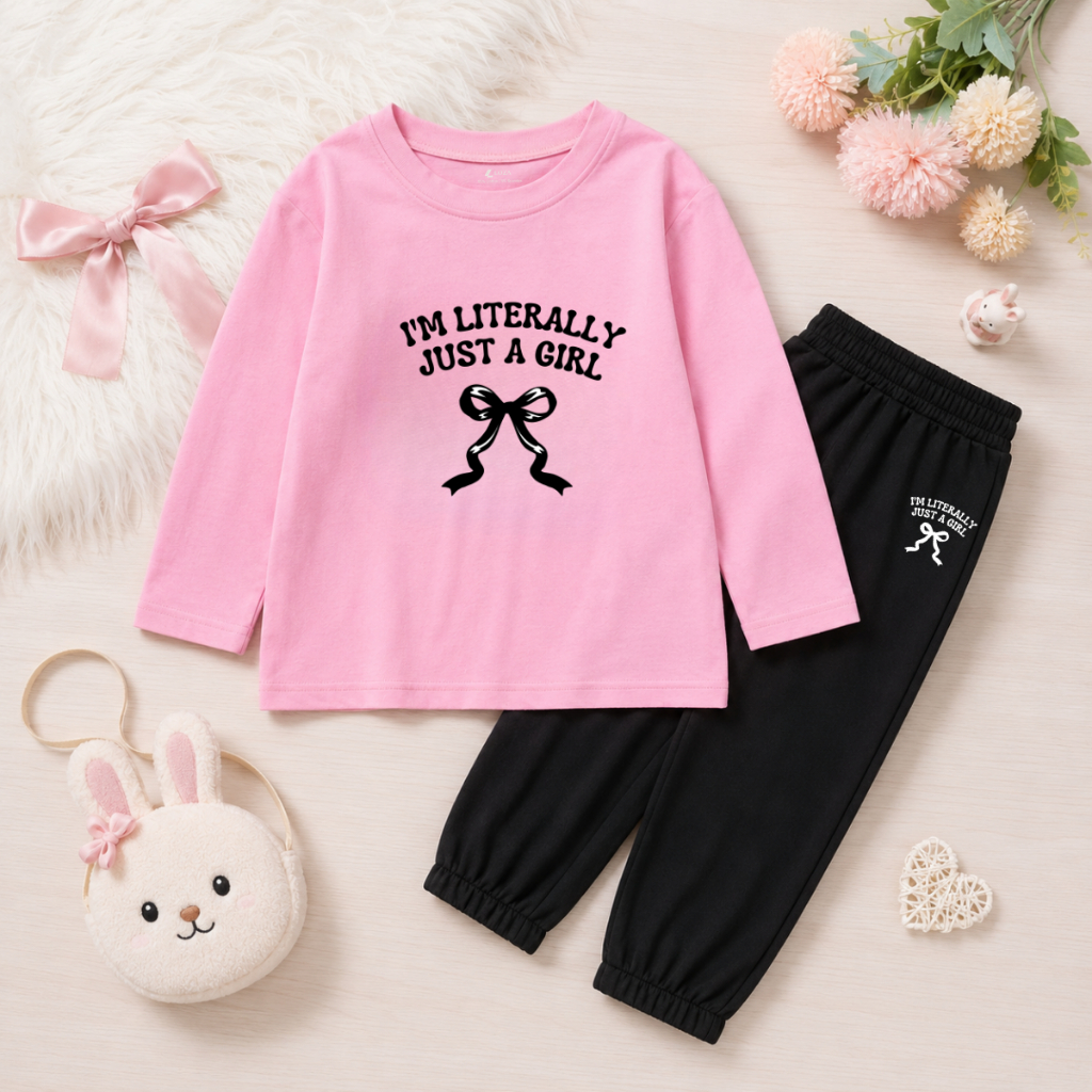Set bộ Thu - Đông chất liệu cotton cho bé gái hình Nơ xinh xắn - Loza Kids BW716