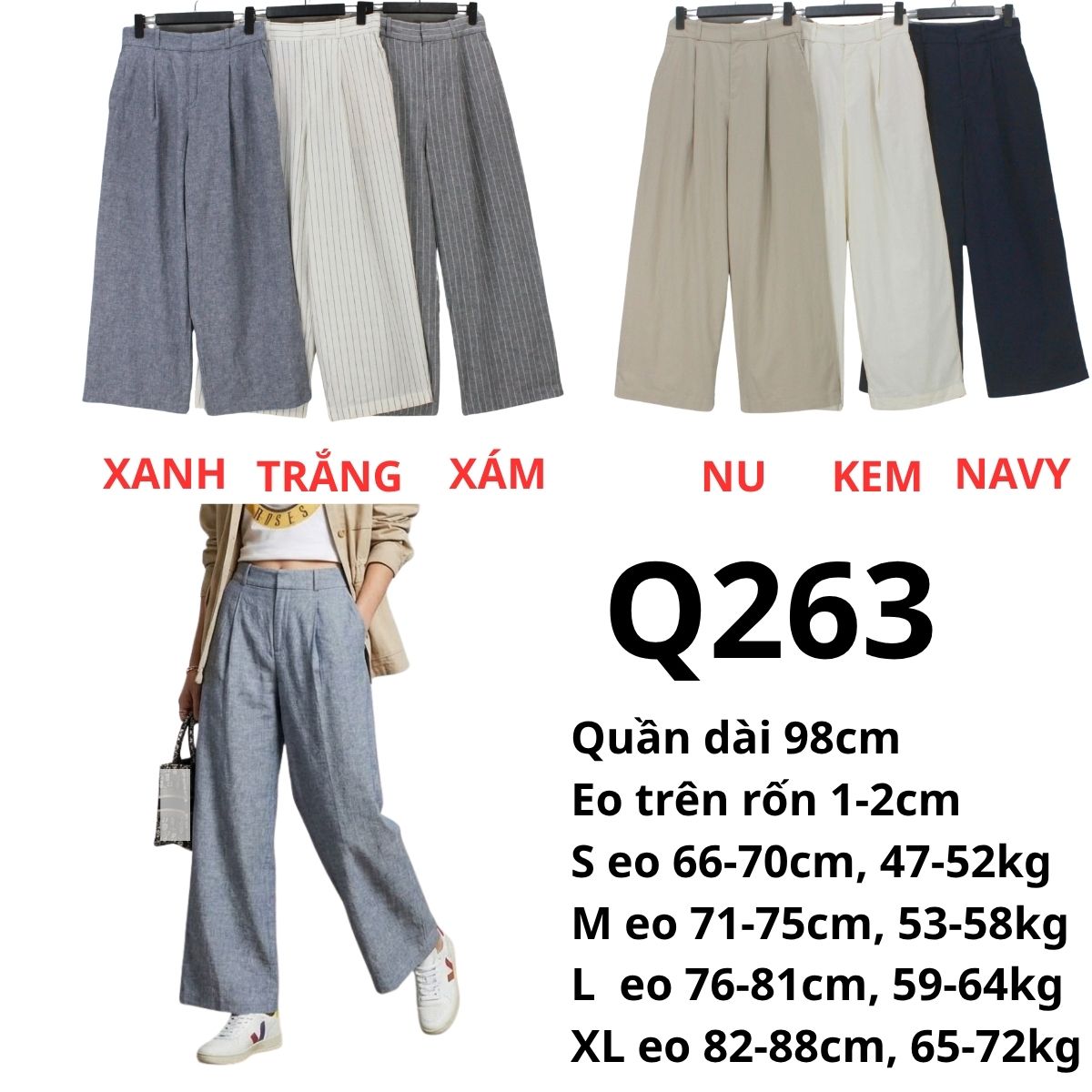 Q263- Quần kaki ống rộng