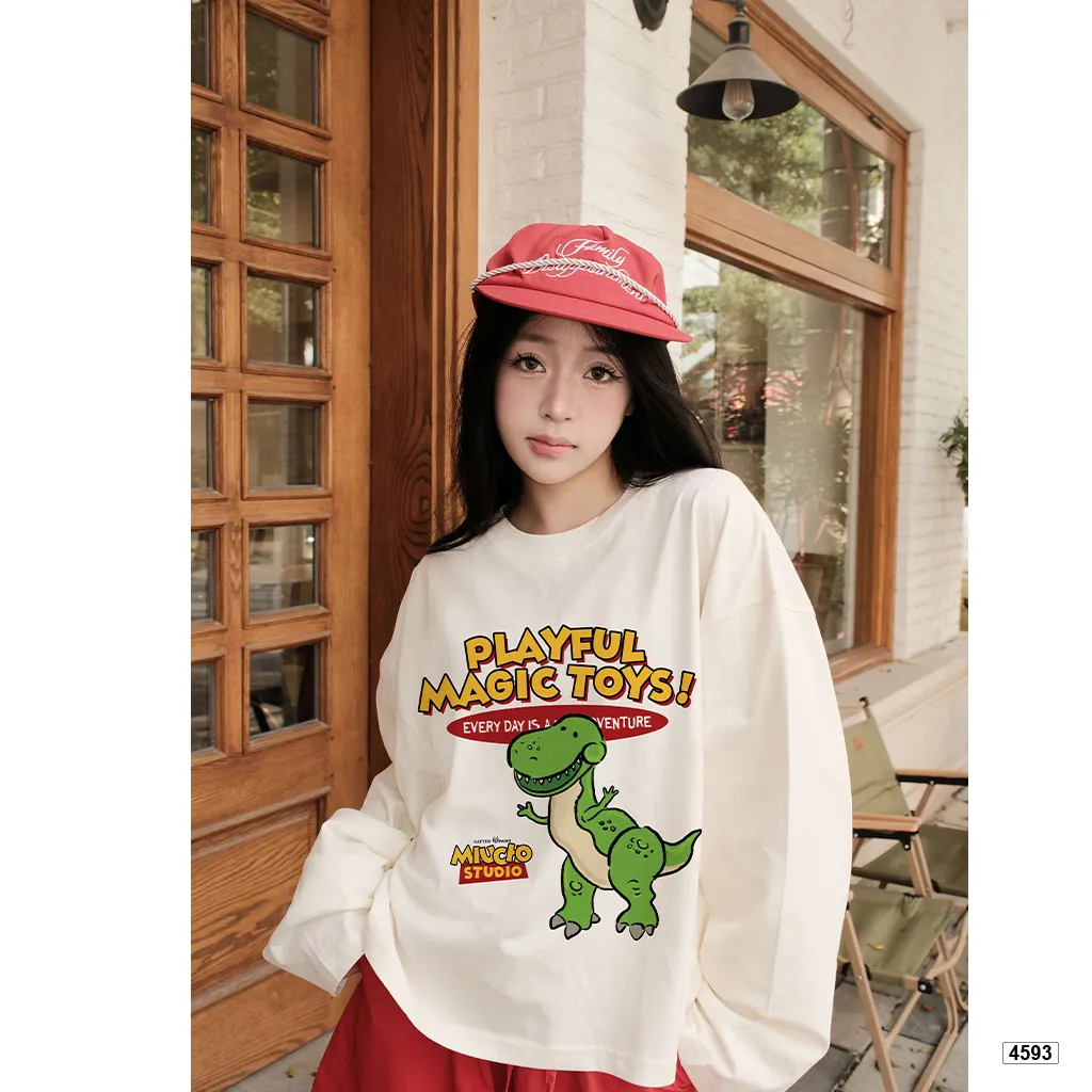 Áo thun tay dài Miucho hoạt hình khủng long 4593_thumbnail_4