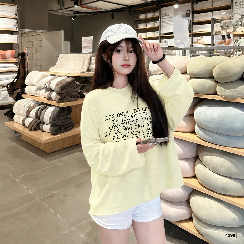 Áo thun nữ boxy tay dài chất cotton xước Miucho phong cách tối giản truyền cảm hứng 4598_thumbnail_3