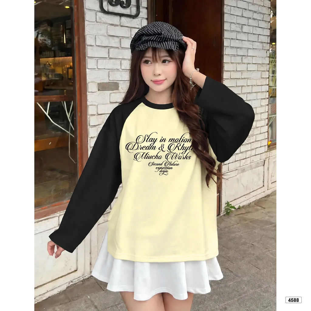 Áo thun nữ tay dài boxy Miucho phong cách Hàn Quốc 4588_thumbnail_3