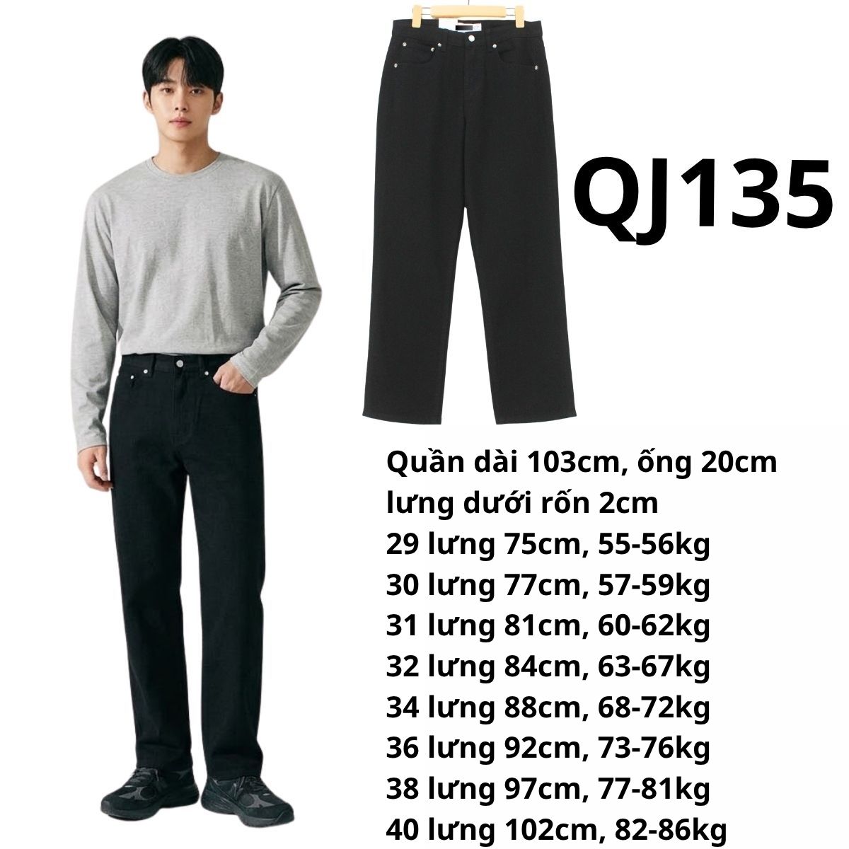 QJ135- Quần jeans Nam đen