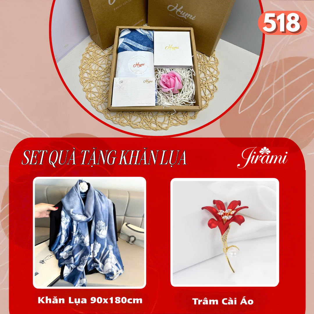 BỘ QUÀ TẶNG KHĂN LỤA + TRÂM CÀI (SQ-518)