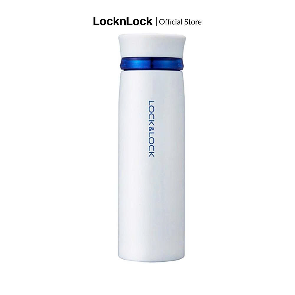 Bình giữ nhiệt Lock&Lock Feather Light Ring 450ml - Màu Trắng / Xanh