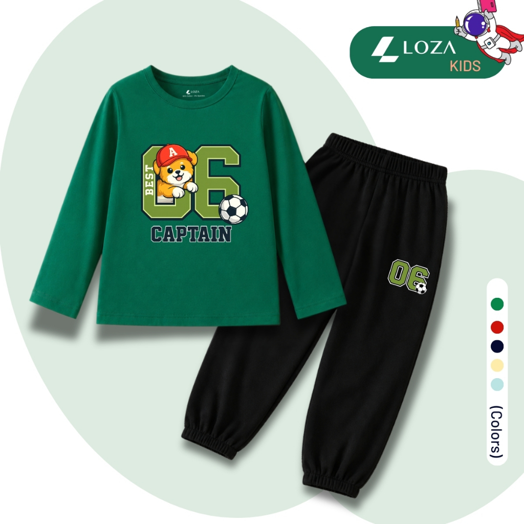 Set bộ Thu - Đông bé trai chất liệu cotton hình quả bóng 06 - Loza Kids BW744_thumbnail_3