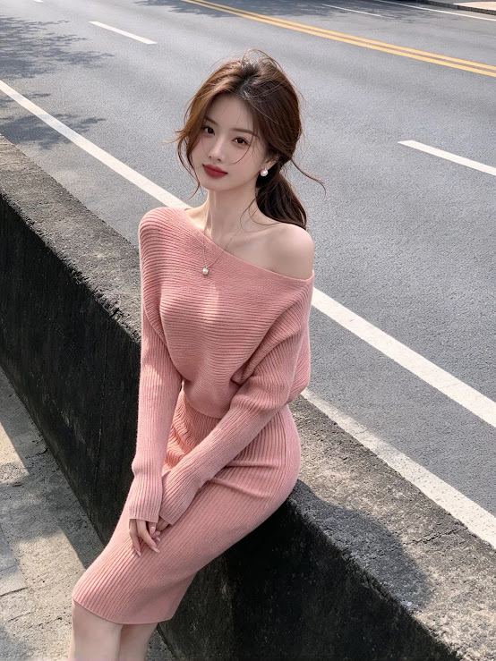 Lucas - Váy len gân ngang lệch vai dáng lửng_thumbnail_2